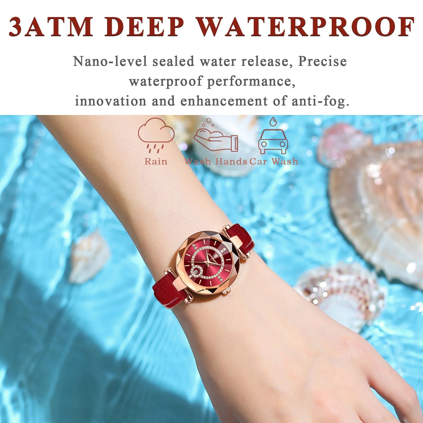 Luxury Women's Quartz Watch – Waterproof Leather Band