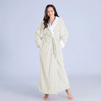 Women’s Soft Hooded Flannel Bathrobe