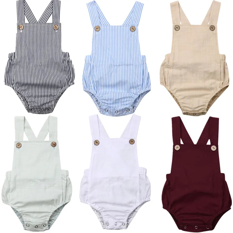 11-Color Newborn Infant Bodysuit – Summer Button Jumpsuit