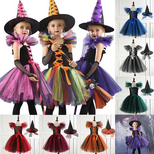 Kids Girls Witch Costume | Tutu Knee Dress