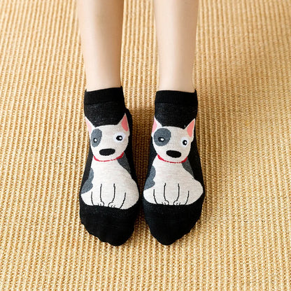 5 Pairs Cartoon Cotton Short Cat & Dog Socks