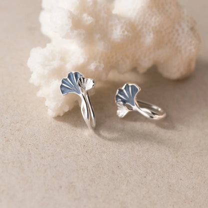 925 Sterling Silver Ginkgo Leaf Stud Earrings