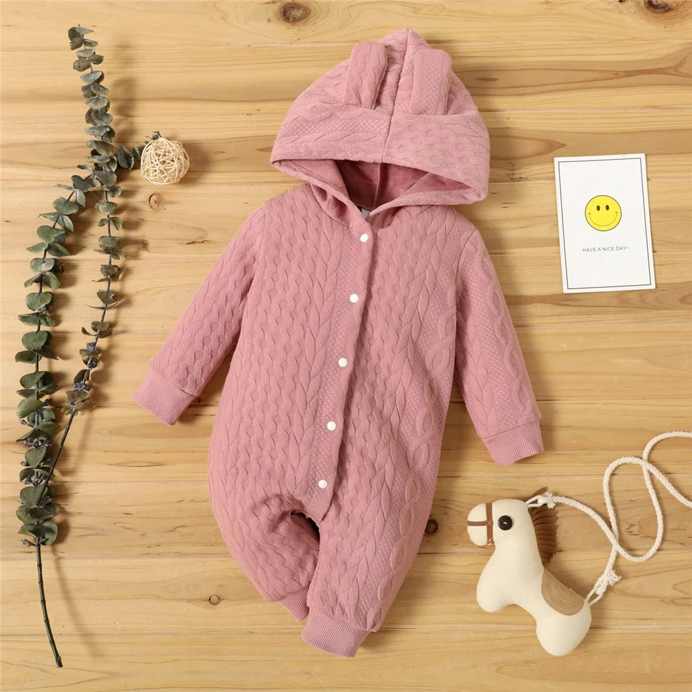 Solid Baby Jumpsuit | Long Sleeve Romper for Newborns 0-18M