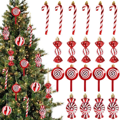 6pcs Christmas Lollipop & Candy Cane Ornaments