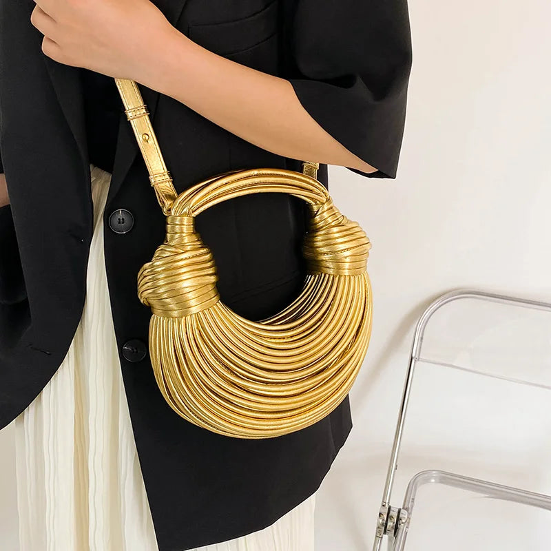 Golden Noodle Knot Clutch Bag for Women