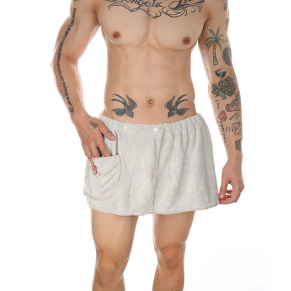 CLEVER-MENMODE Wearable Towel Pants - Fluffy Pajamas & Sauna Nightwear