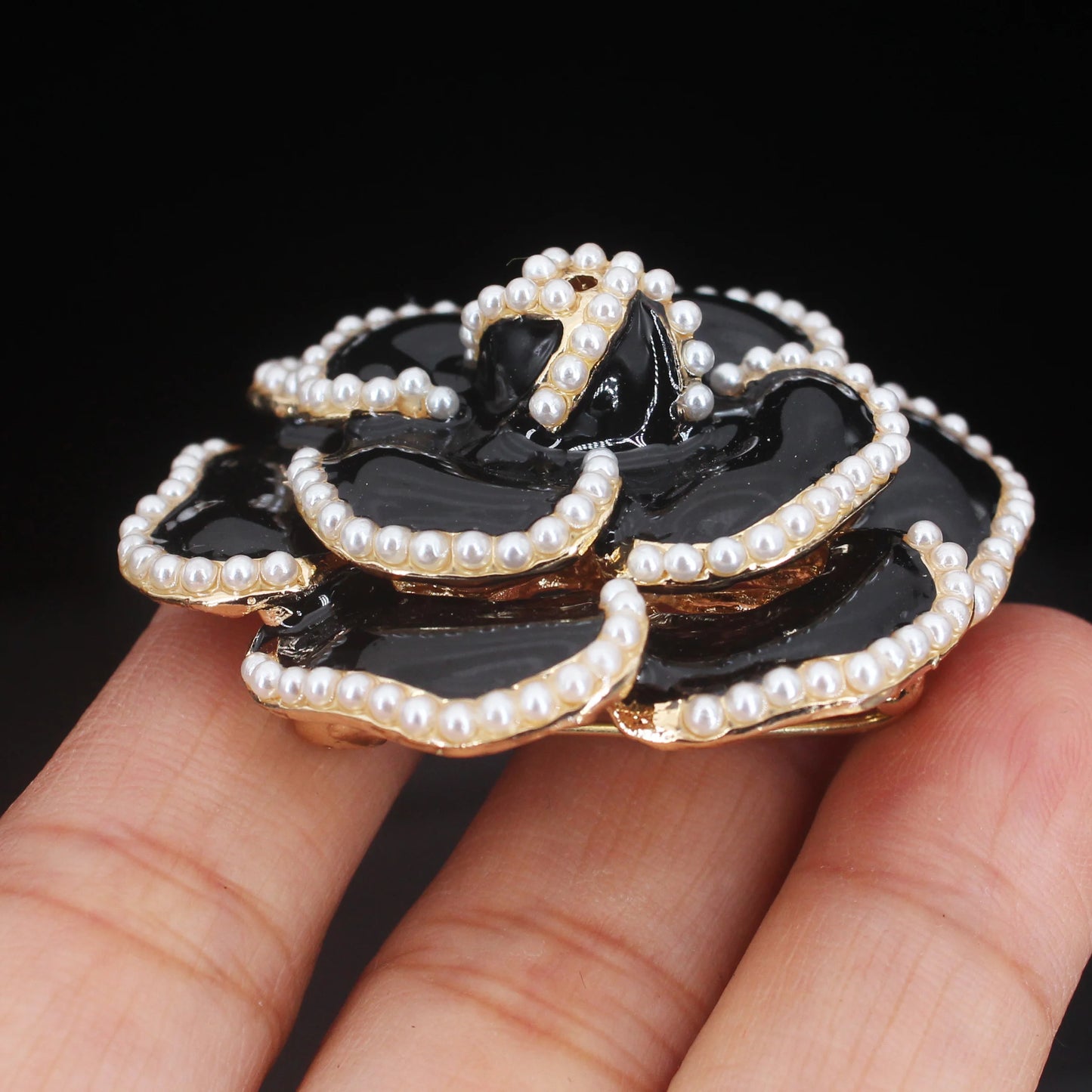 Metal Camellia Brooch for Women