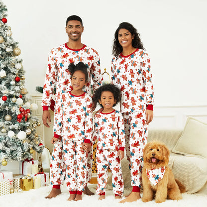 Family Matching Christmas Pajamas Set – Gingerbread Man Allover Print