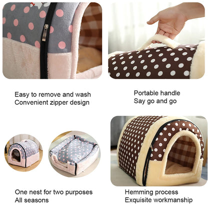 Folding Plush Dog House | Convertible Indoor Bed