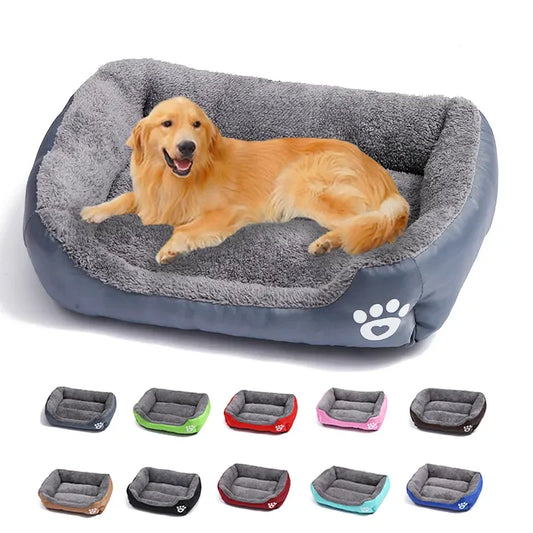 Large Waterproof Plush Pet Bed - Washable Cushion for Dogs & Cats