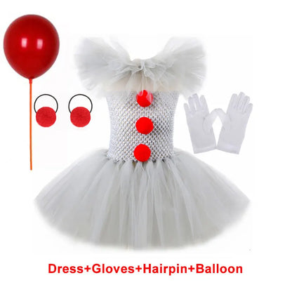 Halloween Joker Girls Creepy Clown Tutu Dress Costume