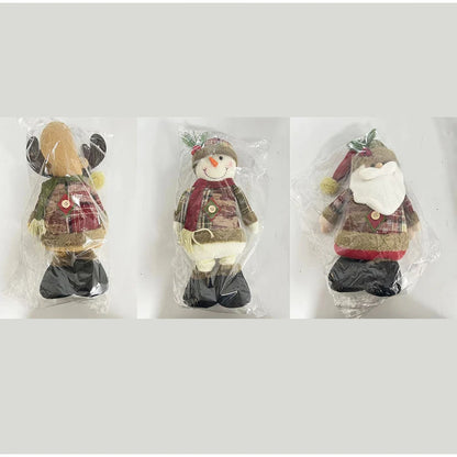 Christmas Santa, Snowman & Reindeer Plush Dolls - Table & Mantel Decorations