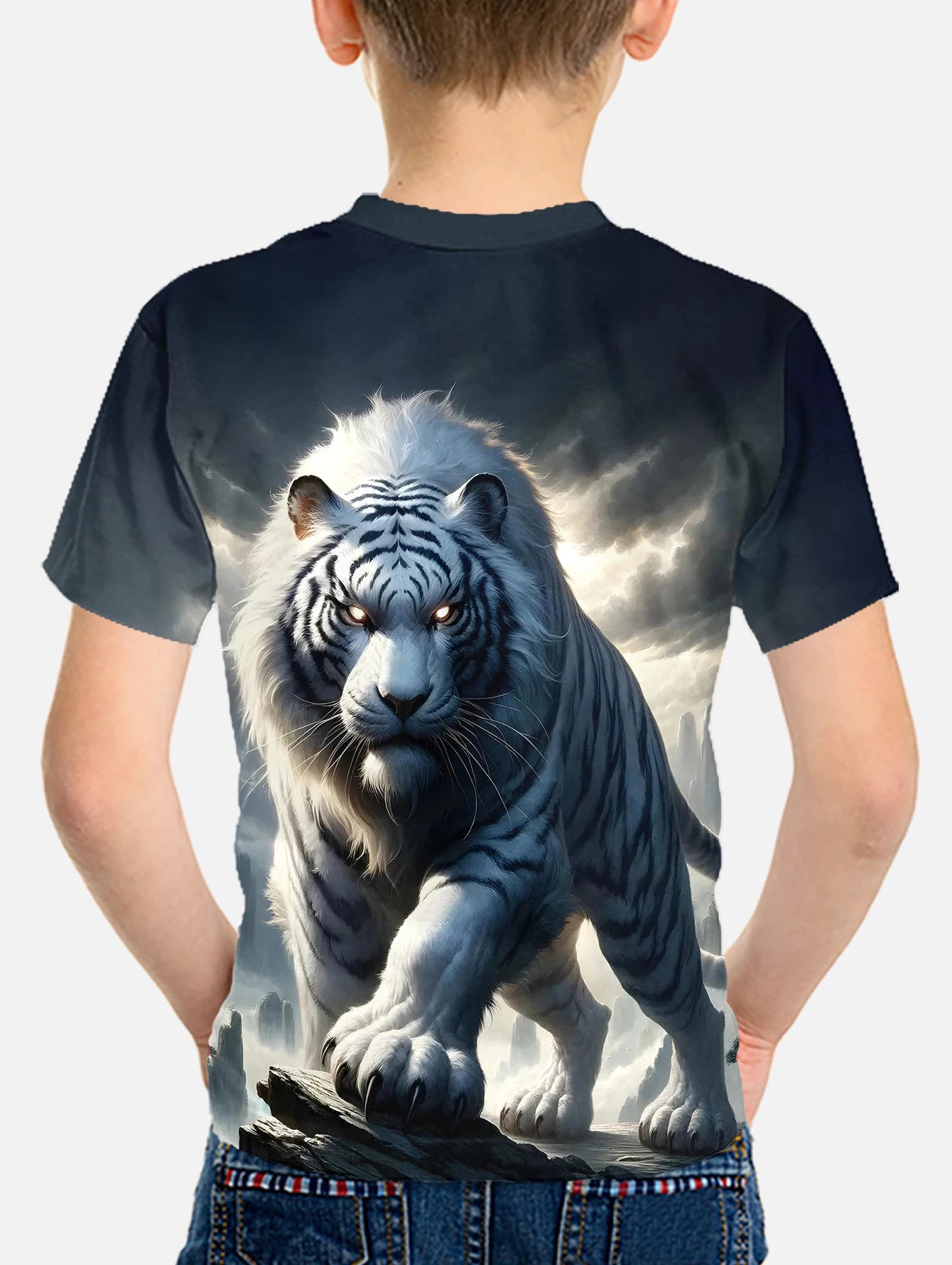 Kids' Cool 3D Tiger Print T-Shirt