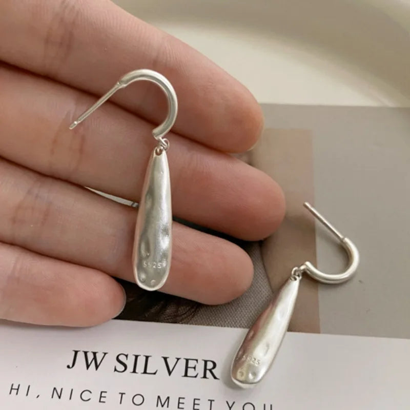 925 Sterling Silver Long Water Drop Earrings