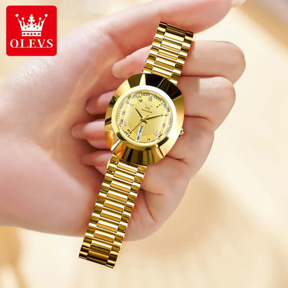 Elegant Gold Stainless Steel Women's Quartz Watch