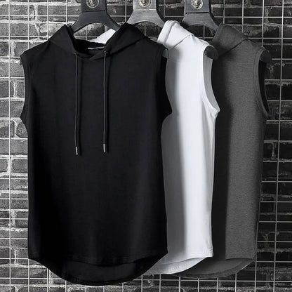 Plus Size Summer Men's Clothing: Sleeveless Tank Tops & Hoodies for Fitness