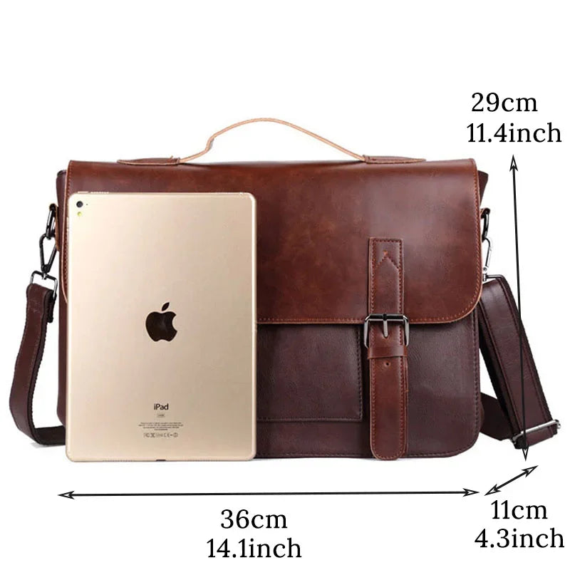 Retro Fashion Messenger Bag for Men – Luxury PU Leather Crossbody