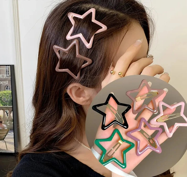 5 Pcs Hollowed Star Hair Clips – Sweet Star Snap Hairpins for Girls