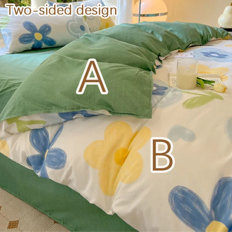 Dog Printed Bed Set | Floral Duvet Cover & Pillowcase in Various Sizes