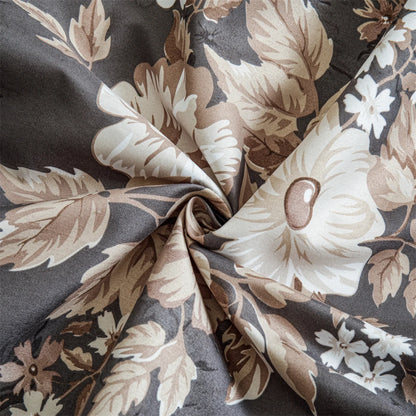 Brown Flowers Fitted Sheet | 100% Polyester Mattress Cover | Minimalist Design