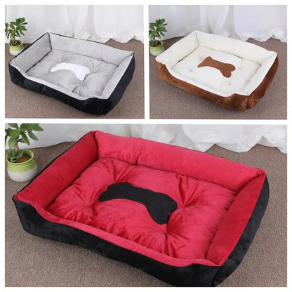 Warm Bear Pattern Dog Bed & Blanket - Soft, Washable Mat