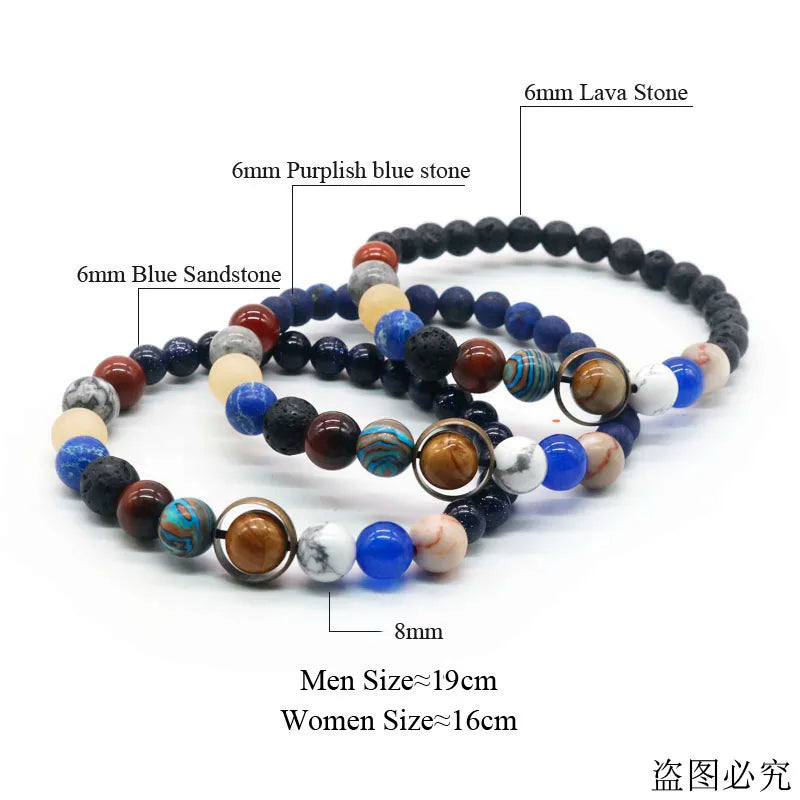 Universe Solar System Bracelet – Natural Stone Eight Planets Bracelet for Men & Women