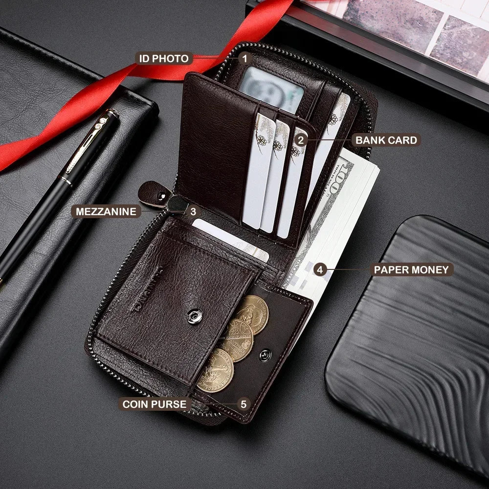 Luxury RFID Leather Men's Wallet with Coin Pocket