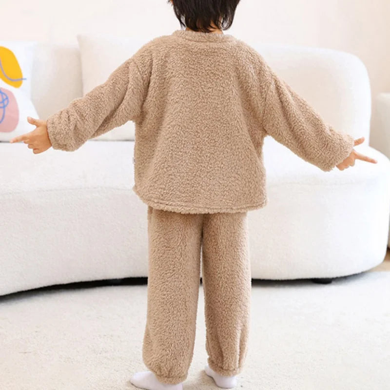 Autumn Winter Baby Pajamas - Thick Plush Long Sleeve 2-Piece Set