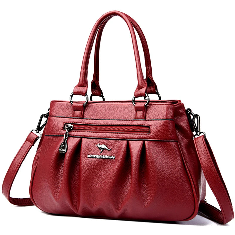 Luxury Female Handbag | High-Capacity Soft Leather Tote & Crossbody Bag