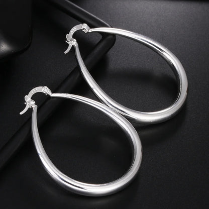 Elegant 41MM 925 Sterling Silver Big Hoop Earrings