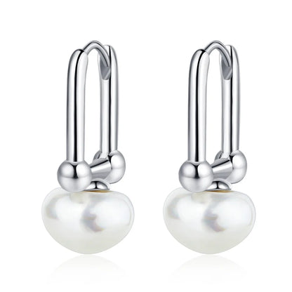 925 Sterling Silver Needle Earrings with Pearl