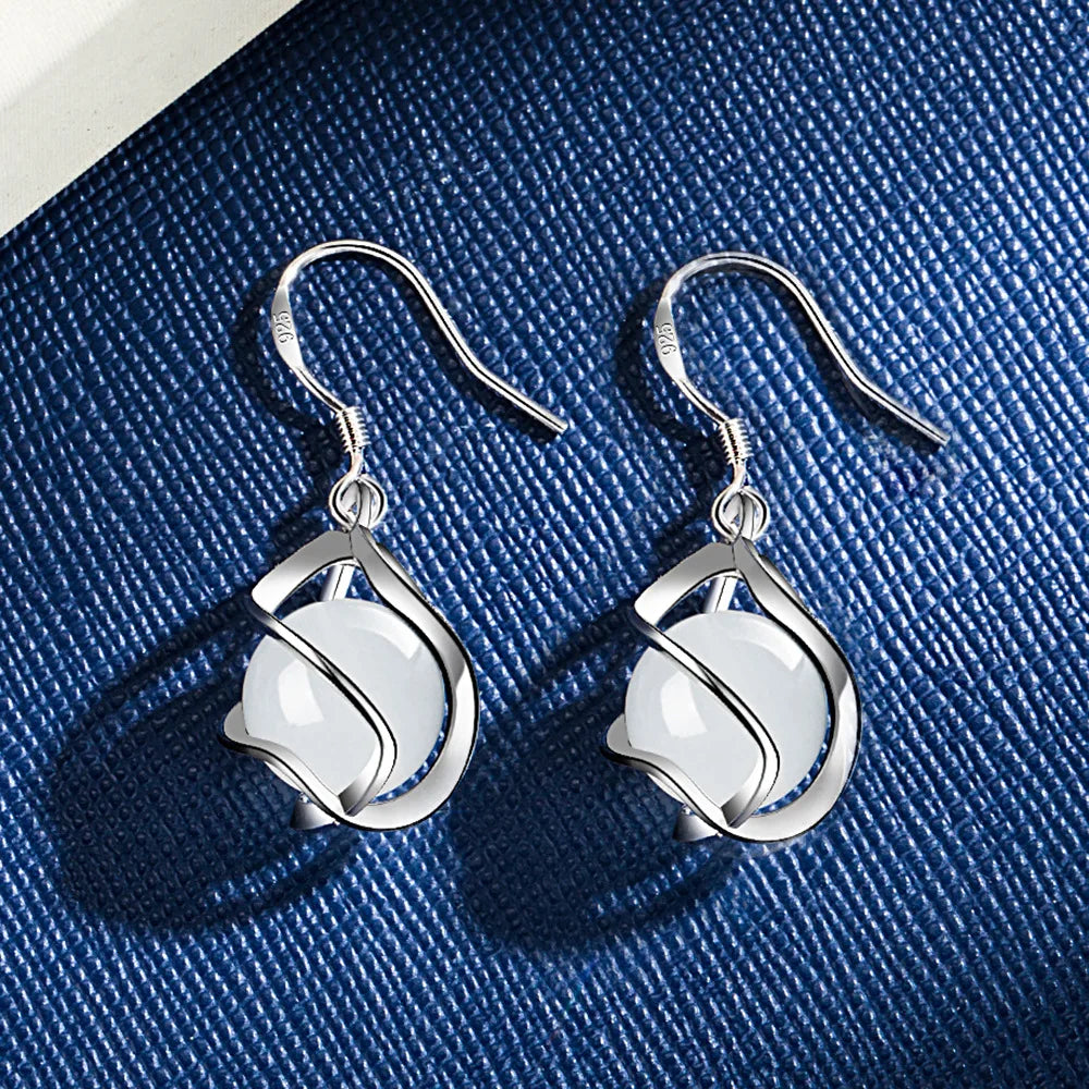 Luxury 925 Sterling Silver Drop Earrings