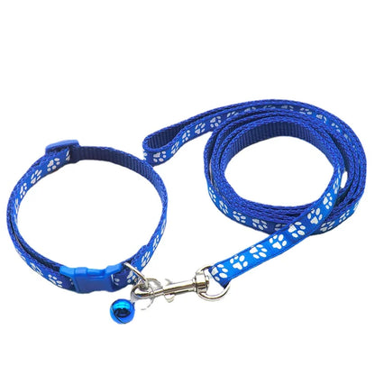 Cute Dog Paw Print Pet Traction Rope & Collar Set