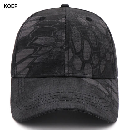 KOEP Black Python Camouflage Fishing Cap – Outdoor Hunting Cotton Snapback Hat