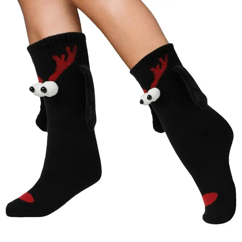 Magnetic Friend Socks Deer Antler 3D Doll Couple Socks