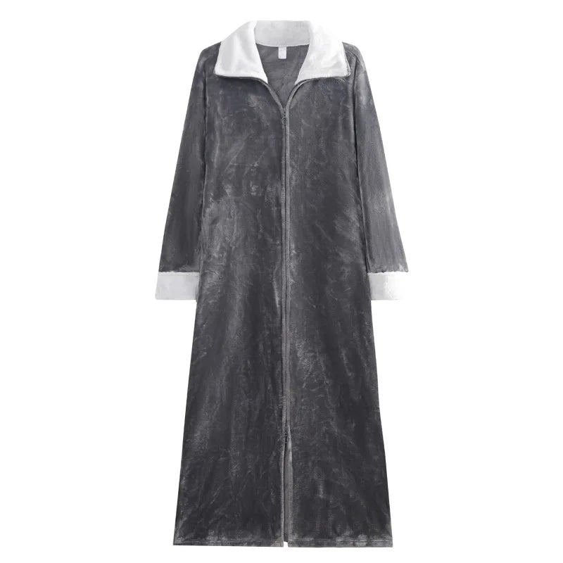 Ultra Long Plus Size Thick Winter Bathrobe for Women – Cozy Flannel