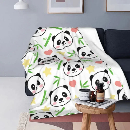 3D Panda & Bamboo Blanket – Soft Flannel Throw for Couch, Office, & Bedroom