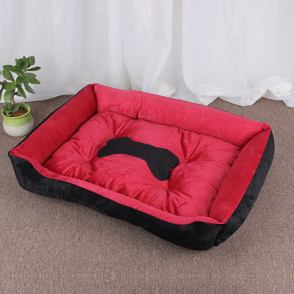 Warm Bear Pattern Dog Bed & Blanket - Soft, Washable Mat