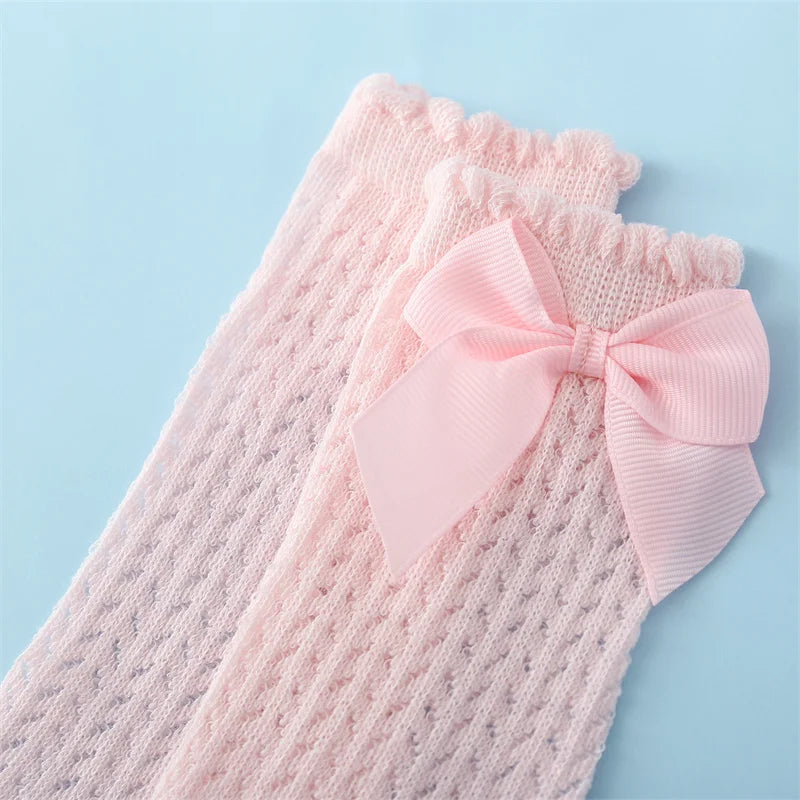 Big Bow Cotton Summer Mesh Infant Knee Socks