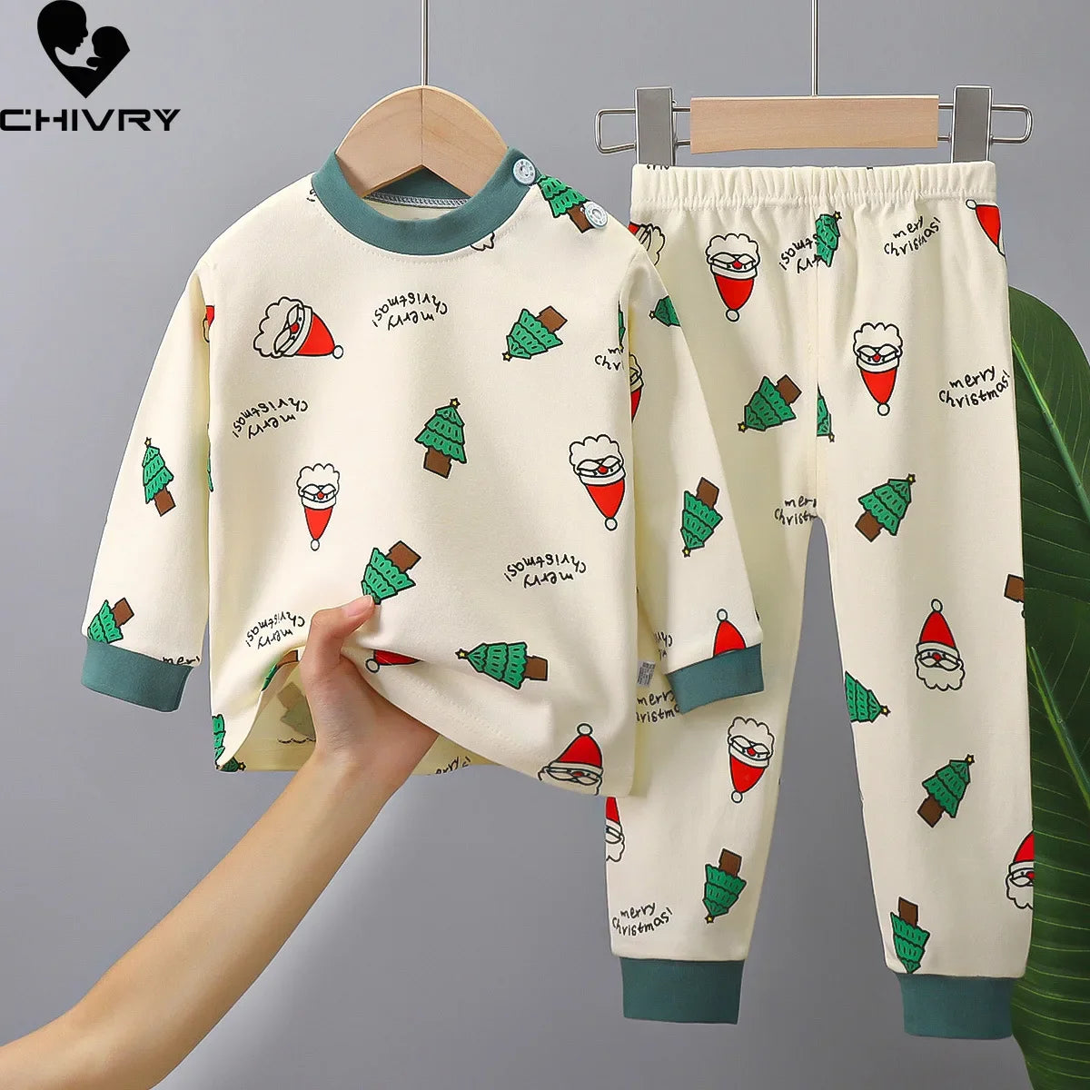 Kids Autumn Pajamas - Cartoon Dinosaur T-Shirt & Pants