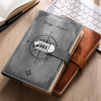 200-Page A5 Notebook with Lock - European Retro Journal