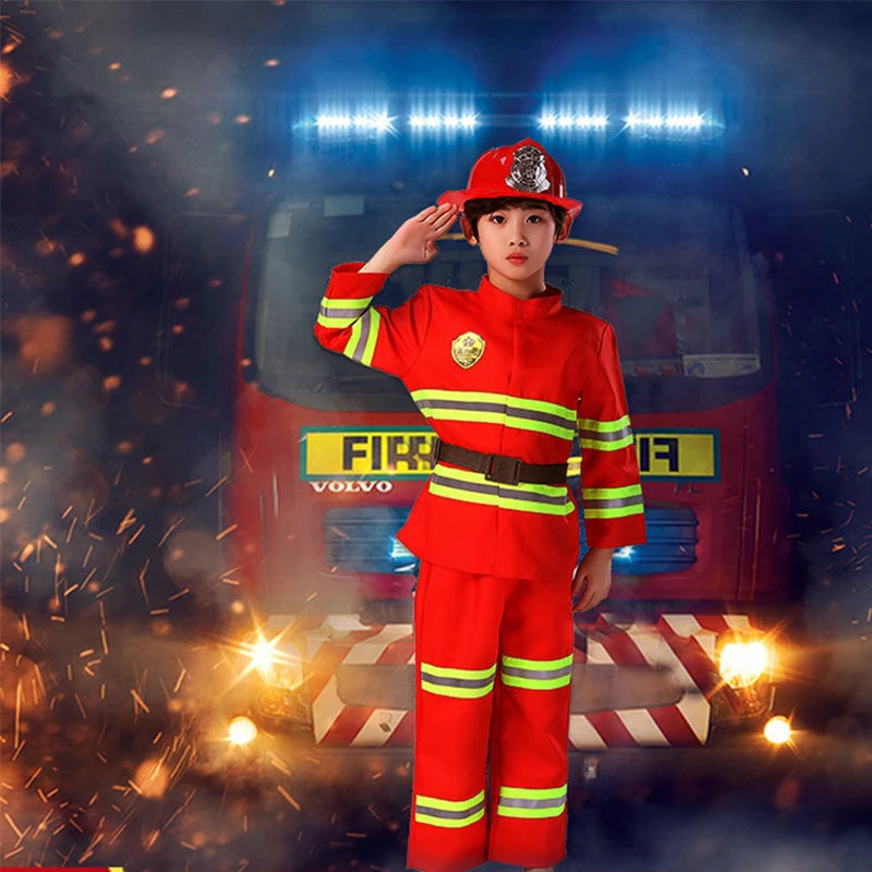 Kids Firefighter Cosplay Costume - Sam Fireman Role Play Suit