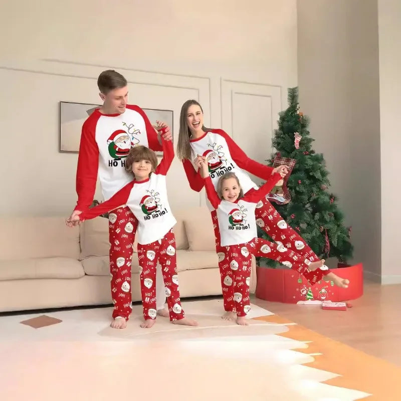 Family Matching Santa Claus HO Letter Print Pajama Set