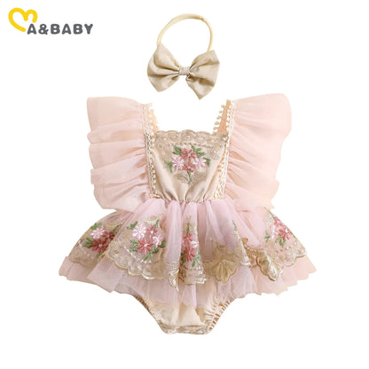 Princess Floral Embroidery Baby Girl Romper – 0-24M