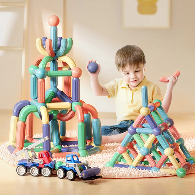 Magnetic Building Blocks Set – 216 pcs Constructor Rods for Creative Play