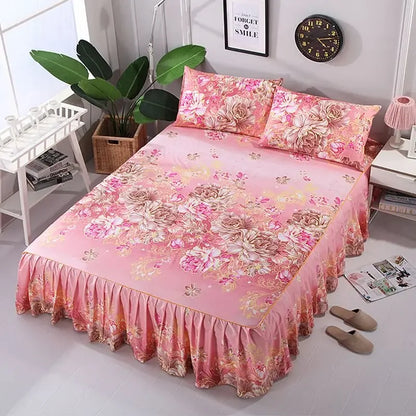 Flower Bed Sheet Set – Non-Slip Bedspread for King/Queen Size Beds