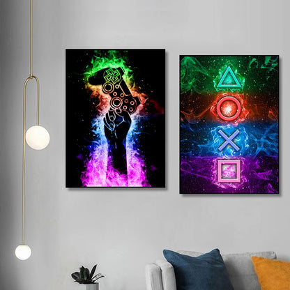 Punk Style Gaming Room Canvas Prints – Gamepad Wall Art