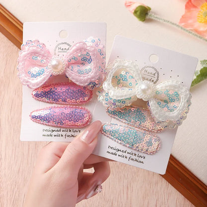 3 Pcs Sequins Kids Bows BB Clip Set – Star & Butterfly Hair Clips