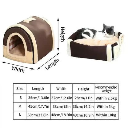 Folding Plush Dog House | Convertible Indoor Bed