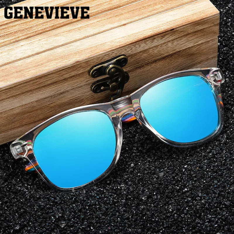 Wooden Square Eyeglasses – Vintage Casual Frame with Customizable Prescription & Polarized Lenses